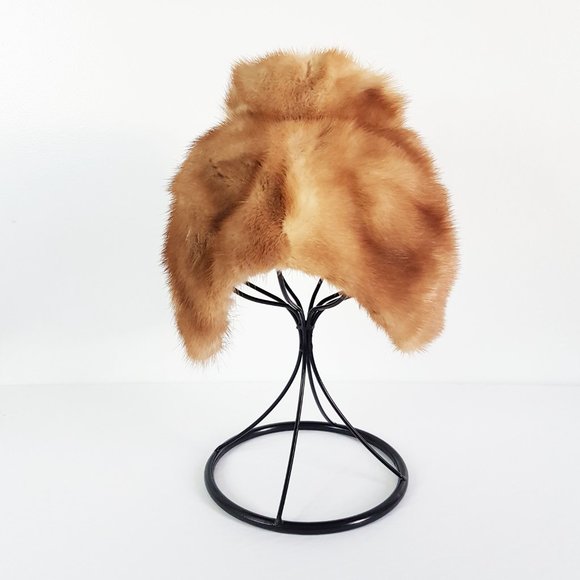 Rare Blonde Mink Fur Beret Hat, Vintage Brown Mink Fur Beret - Picture 9 of 10